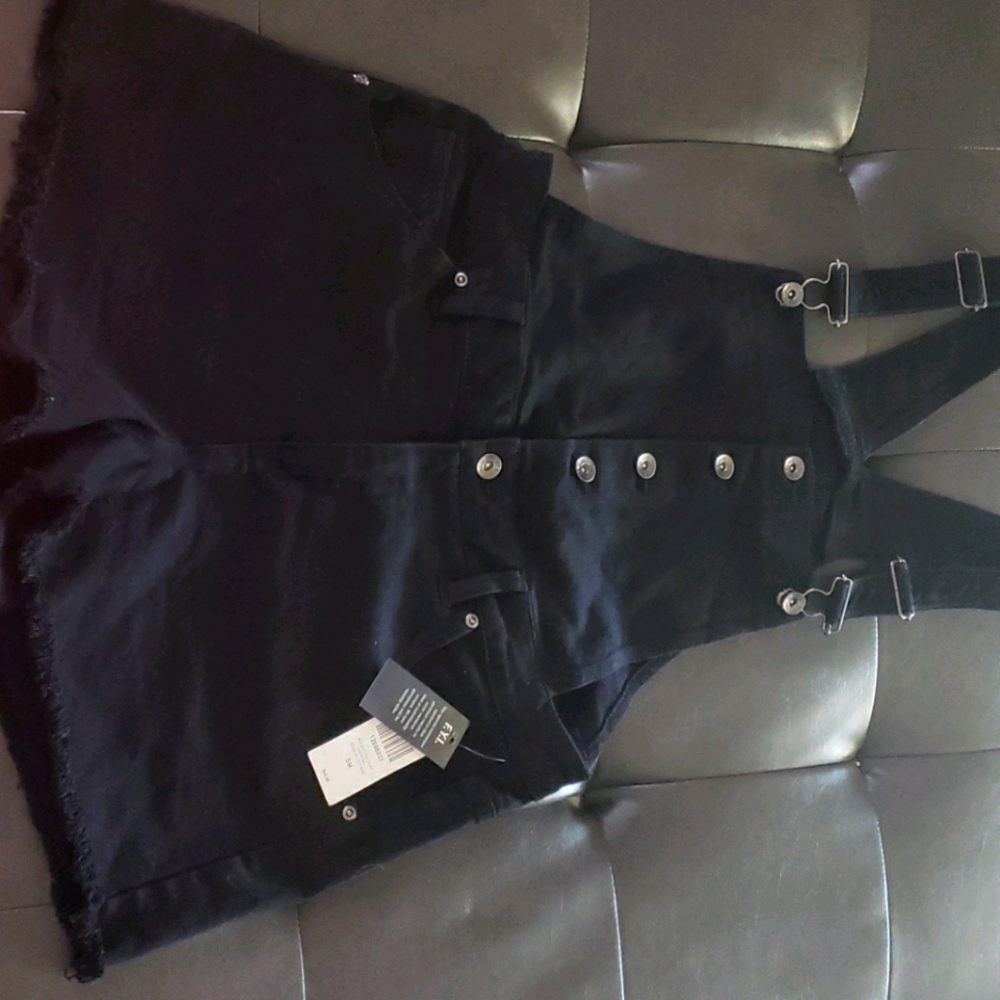 Black Overalls Shorts